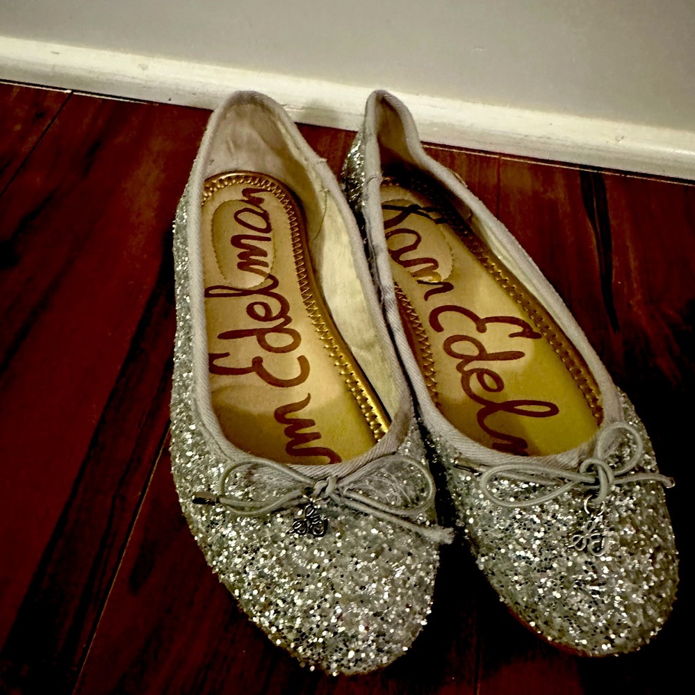 Sam Edelman girls sliver glitter dress shoes